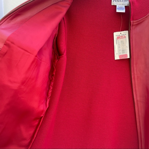 NWT Pendleton red wool and leather zip up jacket size M - Picture 9 of 15